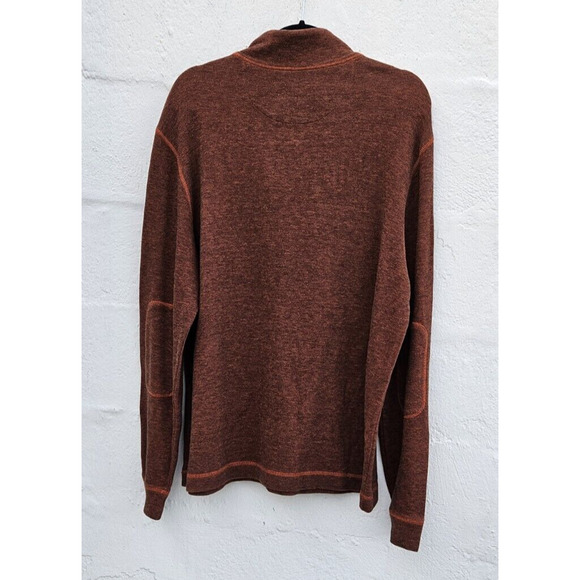 Bugatchi Sweater Mens Large Burnt Orange Pullover Cotton Sweatshirt Elbow Patch - Picture 4 of 9